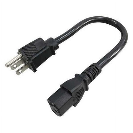2PC ZoroSelect Power Cord, 5-15P, SJT, 1 ft., Blk, 15A, 14/3