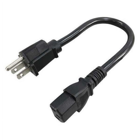 2PC ZoroSelect Power Cord, 5-15P, SJT, 1 ft., Blk, 15A, 14/3