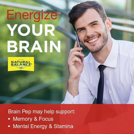 Natural Balance Brain Pep | Brain Function Supplement with Ginkgo Biloba, Kola Nut | Helps Support Improved Memory, Focus & Mental Clarity | 60 Capsule