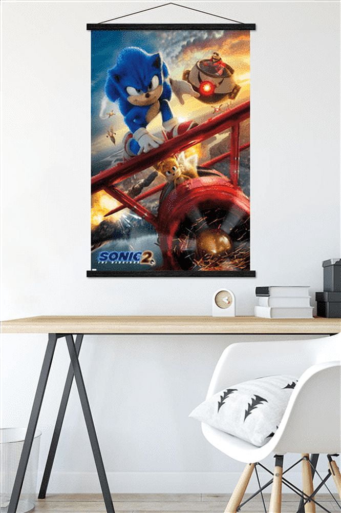 Sonic the Hedgehog 2 - Key Art Wall Poster with Magnetic Frame, 22.375" x 34"