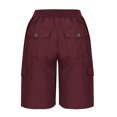 thumbnail image 7 of Erwazi Women's Solid Cargo Shorts Drawstring Waist Multi Pockets Knee Shorts for Gym Running Hiking, 7 of 7
