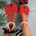 thumbnail image 2 of Xfvqtps Women Flat Sandals with Pearl Bowknot Straps Lace up Open Toe Non Slip for Summer Casual and Dressy Outfits, 2 of 9