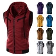 thumbnail image 2 of Chaqueta sin mangas Pop para hombre, abrigos con capucha y cremallera de retales, cortavientos para hombre, chaleco cálido, prendas de vestir, chalecos acolchados de Color sólido, Parka, 2 of 5