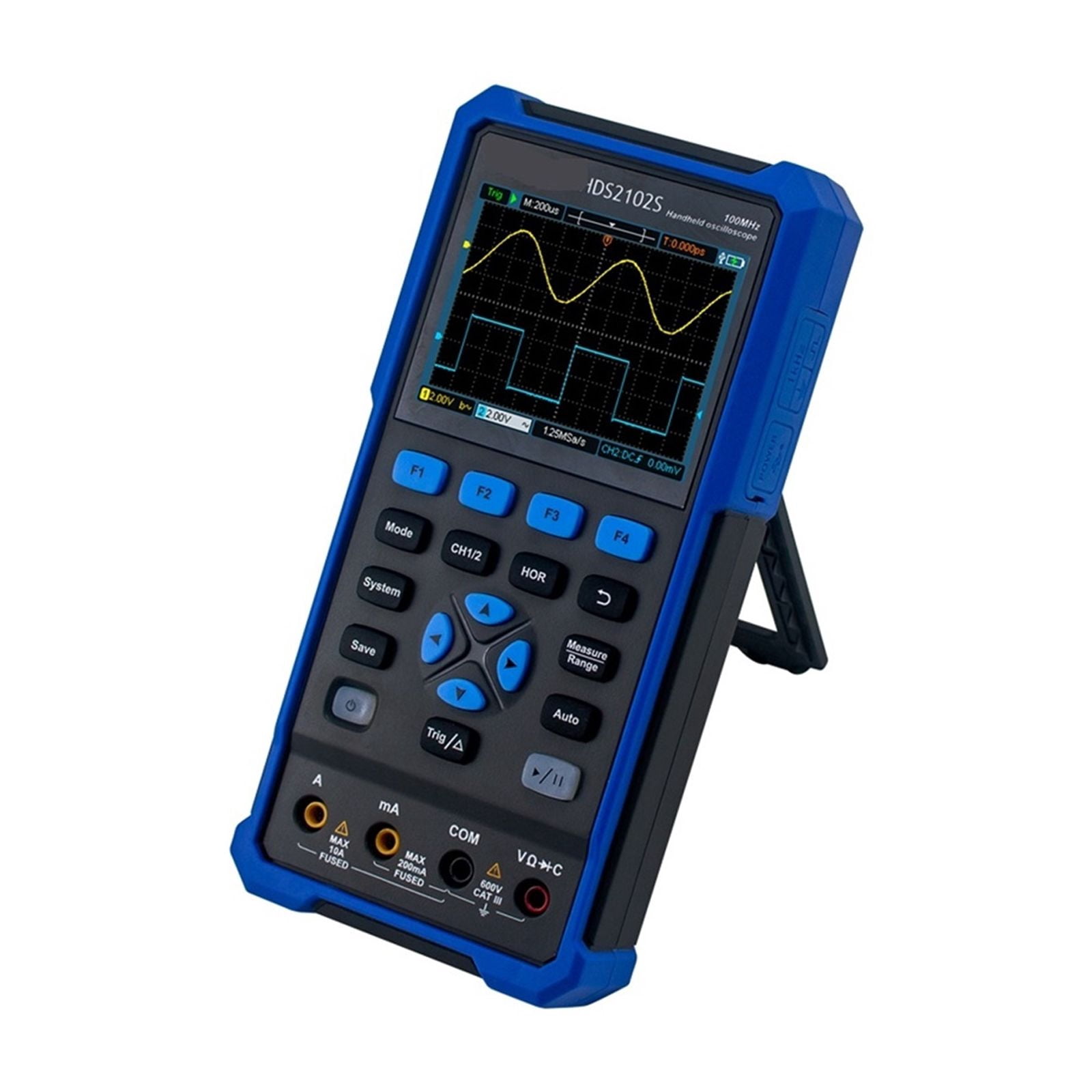 2CH HDS2202S 200MHz 1GSa/s Handheld Oscilloscope Multimeter 25MHz Waveform Signal Generator 3.5inch USB Test Tool ,Professional Designed