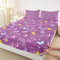 thumbnail image 4 of Metsweet Magic Horse King Sheets 4pcs, Flying Butterflies Unicorn Bedding,1 Fitted Sheet, 1 Flat Sheet and 2 Pillowcases, 4 of 5