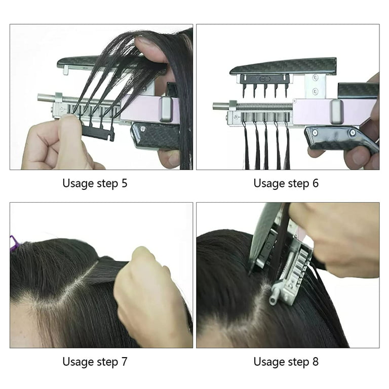  6D Hair Extensions Machine Kit, Hair Extensions Tools  Connector For Salon, Fast Installation And Removal, 1 Row 10 Bundles (Color  : 5 Row, Size : 55cm/22inch) : Beauty & Personal Care