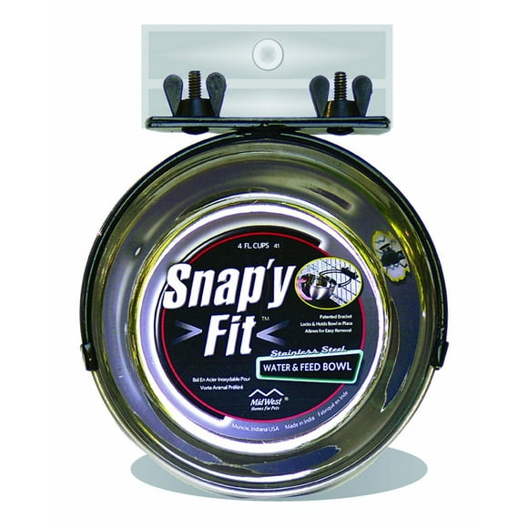 MidWest Homes for Pets Snap'y Fit Stainless Steel Food Bowl/Pet Bowl 1 Quart (4 cups)