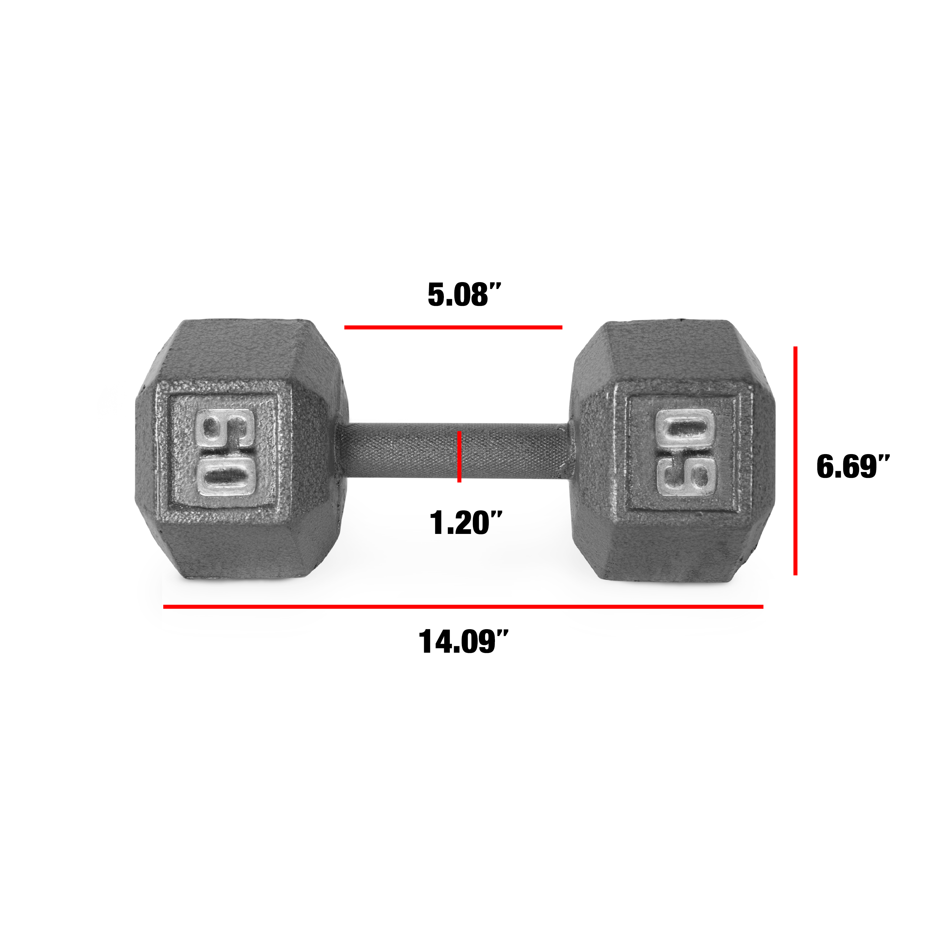 CAP Barbell 60lb Cast Iron Hex Dumbbell, Single - image 2 of 7