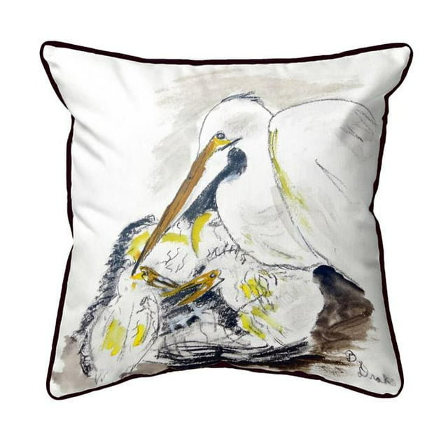 Betsy Drake SN718 12 x 12 Po. Egret & Chicks Petit Coussin Intérieur & Extérieur