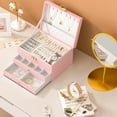 thumbnail image 4 of Jewelry Box,3 Drawer Jewelry Holder Organizer, Jewelry Boxes & Organizers with Earring Organizer, Jewelry Holder Box, Pink Jewelry Organizer Box for Jewelry Storage, Birthday Gifts for Mom, 4 of 6