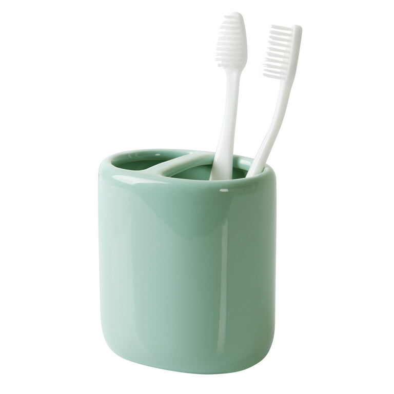 Mainstays Basic Ceramic Toothbrush Holder Clearly Aqua 