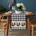 thumbnail image 2 of Black White Plaid Rooster Table Runner - 120 Inch Long, Kitchen Dining Table Runner Dresser Scarves, Vintage Farmhouse Checkered Farmhouse Decor for Coffee Tables Wedding Party Banquet, 2 of 8