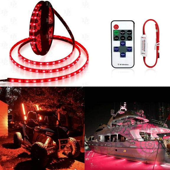 FZPJJNB RGB Red Waterproof 300 LED Flexible Tape Led Strip Light, 2835 LED Waterproof UV Led Strip for Fishing Boat Pontoon Yacht,S2