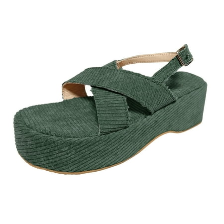 

Huanghuaa Ladies Fashion Solid Color Suede Crossed Open Toe Buckle Thick Sole Sandals Cute Sandals for Teens