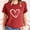 Red, variant on Women's Valentine's Short Sleeve T-Shirt Happy Day Heart Print Crewneck Top for Romantic Gatherings Red 3XL