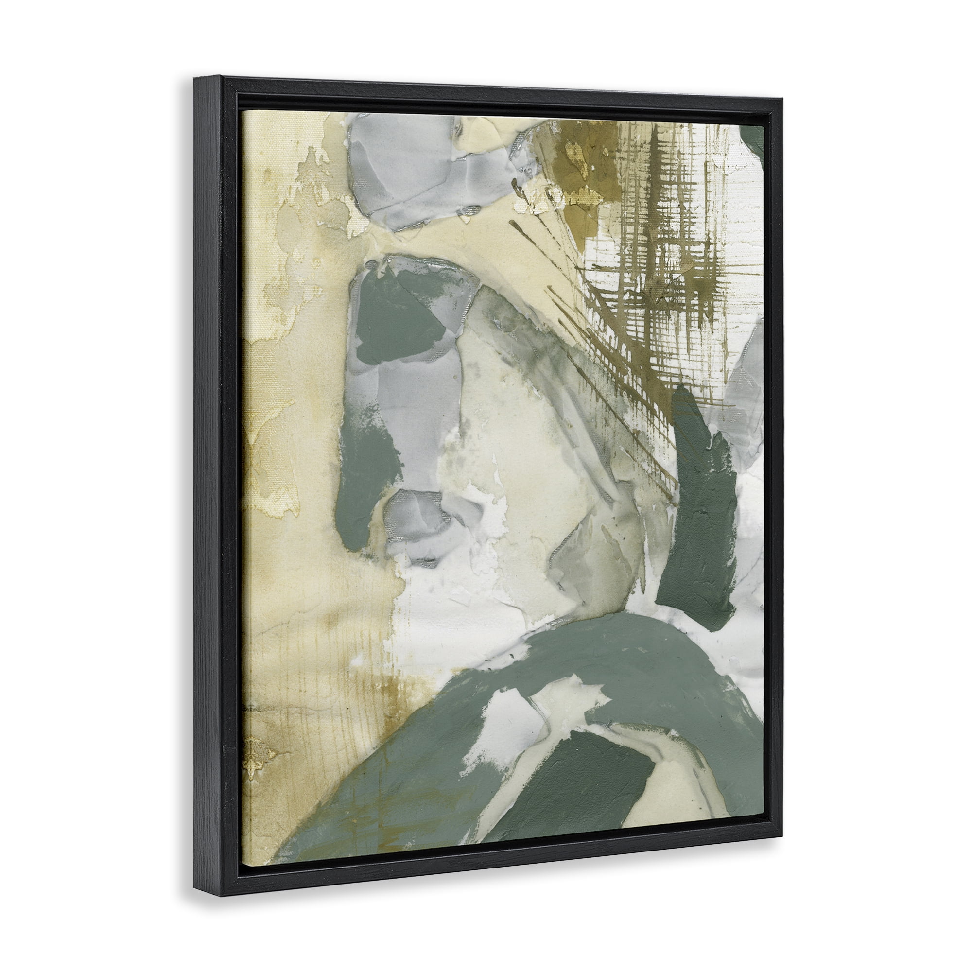 Stupell Industries Dynamic Chaotic Abstract Abstract Painting Black Floater Framed Canvas Art Print Wall Art, 17 x 21