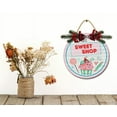 thumbnail image 3 of Santa's Sweet Shop Sign Front for Door Decoration, 12 in Round Wood Wreaths Wall Hanging Outdoor, Farmhouse, Porch, for Spring Summer Fall All Seasons Holiday Christmas, 3 of 5
