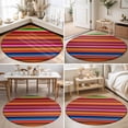 thumbnail image 4 of Round Area Rugs 6Ft, Mexican Style Non-Slip Washable Circle Rugs Carpet, Colorful Mexico Stripes Orange Red Indoor Outdoor Rug Floor Mats Throw Runner for Bedroom Living Room Bathroom, 4 of 8