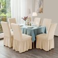 thumbnail image 3 of Juego de 4 fundas para sillas de comedor, fundas universales elásticas para sillas de comedor con falda, silla extraíble para cocina, banquete de boda (caqui claro), 3 of 5