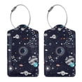 thumbnail image 3 of Disketp 2 PCS Luggage Tag for Suitcase,Galaxy2 Leather Baggage Tag with Stainless Steel Loop Privacy Cover for Women Men Girls, 3 of 5