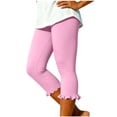 thumbnail image 2 of Capris Pants for Women - Dance Yoga Leggings Elastic Waist Ruffle Summer Casual Athletic Cropped Pants, 2 of 7