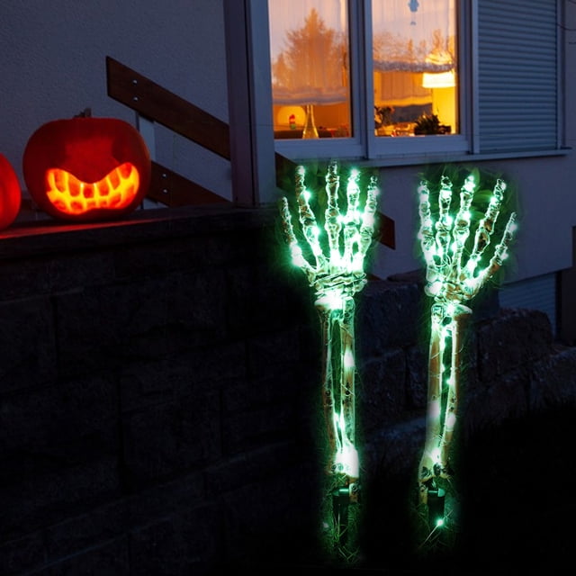 Halloween Skeleton Decoration Lights, Skeleton Hand Arms Garden Lights, Hand Crawling Out Of The Ground LED Lamp, Halloween Horror Garden Decoration Stakes