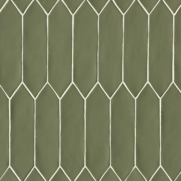 Bedrosians Reine Picket Matte Ceramic Tile 3 x 12, Castle Moss Green (6.9 sq. ft./Case)