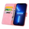 thumbnail image 6 of SaniMore Embossing Flip Wallet Case for iPhone 14 Pro, [RFID Blocking] PU Leather Cover with Card Holder & Kickstand Wrist Strap Magnetic Clasp All-Inclusive Protective Shell, Pink, 6 of 8