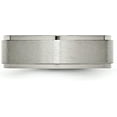 thumbnail image 4 of Chisel Titanium Brushed Center 7.2mm Ridged Edge Band - Ring Size 9.0, 4 of 8