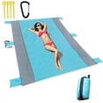 thumbnail image 1 of Playa Tamaño Grande 86.7 '' * 70.9 '' Manta De Picnic A Prueba De Arena Para Exteriores Estera De Playa De Nylon Con 4 Estacas Para Viajes Camping Senderismo Yuarrent HA047100-01, 1 of 6