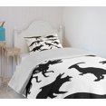 thumbnail image 4 of Ambesonne Dinosaur Quilted Bedspread Set 2 Pcs, Wild Skeleton, Twin Size, Black White, 4 of 6