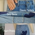 thumbnail image 6 of Barrel Jeans for Women Mid Rise Heart Printed Denim Ankle Pants Vintage Baggy Boyfriend Jeans, 6 of 6