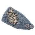 thumbnail image 1 of Crochet Headbands Winter Leaves Pattern with Rhinestones Elastic Head Protector Wide Warm Chunky Hair Accessories for Girls Dark Gray, 1 of 7