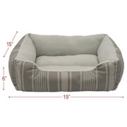 Angle View: Vibrant Life 19 in. x 15 in. x 5 in. Cozy Cuddler with Bolstered Walls Dog and Cat Bed, Small, Grey Stripes