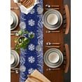 thumbnail image 2 of Blue Christmas Table Runner 108 Inches Long for Dining Table Decor, Cotton Linen Winter Snowflake Table Runner Washable Dresser Scarf for Kitchen Christmas Holiday Seasonal Leaves Pine Cones, 2 of 8