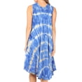 thumbnail image 2 of Sakkas Nora Sleeveless Embroidered Short Tie Dye Caftan Dress / Cover Up - SkyBlue - One Size, 2 of 5