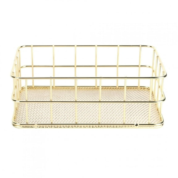 Storage Basket, Golden stainless steel Storage Basket for Storage Durable Metal Storage Baskets Pantry Organizer Bins Baskets Multifunctional Desktop Storage Organizer for Home Small size