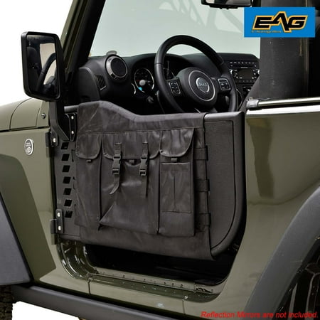 EAG Pocket Tubular Door Black Textured with Cargo Cover Fit for 07-18 Wrangler JK 2 Door Only