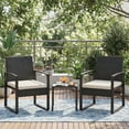 thumbnail image 3 of Set de 3 Piezas de Muebles de Patio – Sillas de Mimbre – Mesa de Café con Vidrio – Ratán PE – Jardín, Porche y Piscina – Sin Mecedora, 3 of 8