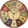 thumbnail image 1 of Reloj de pared retro vintage - Reloj silencioso de diseño industrial Péndulo de pared de madera moderno para dormitorio, cocina, baño, oficina, hotel, plateado, 1 of 5