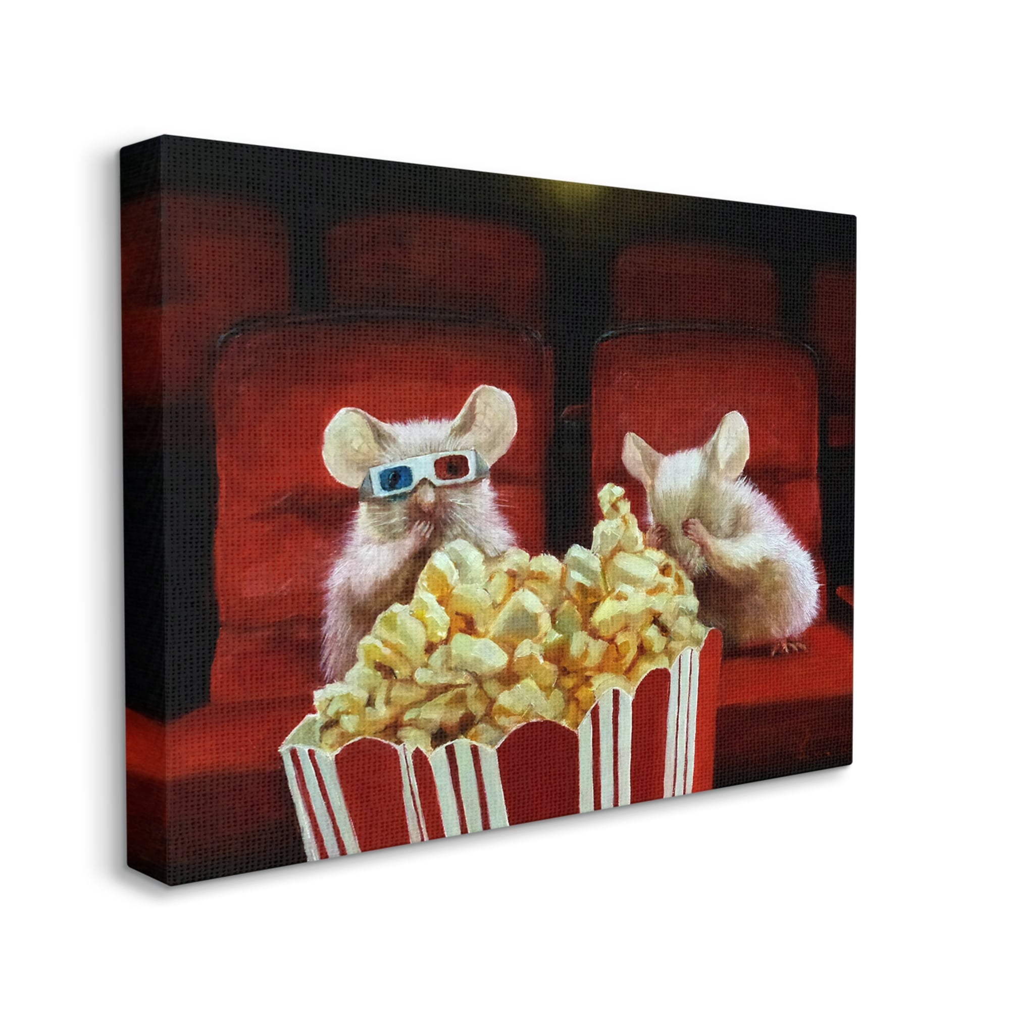 Stupell Industries Mice Movie Theater Popcorn Animals & Insects Painting Gallery Wrapped Canvas Print Wall Art