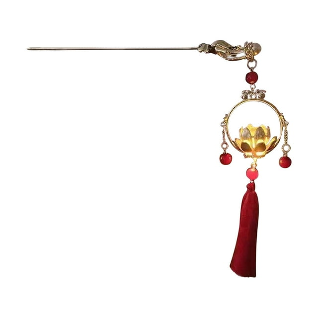 Épingle à Cheveux Lanterne avec Lumière, Bâtonnets à Cheveux Chinois, Bijoux de Coiffure, Lotus Classique