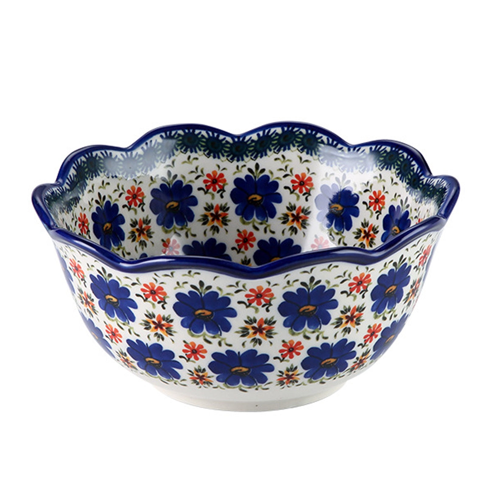 Qeeadeea Large Ceramic Salad Bowl Colorful, 8" Porcelain Soup Bowl Oven