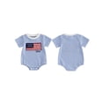 thumbnail image 2 of BemeyourBBs Newborn Baby Boy Girl 4th of July Outfit Infant Baby Independent Day Patriot Clothes Waffled Bubble Romper Stripe America Flag Short Sleeve Bodysuit Baby Boy Girl Summer Clothes, 2 of 9