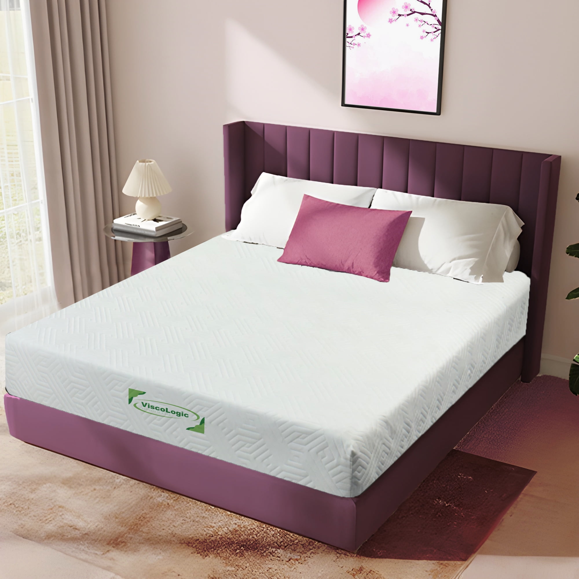 ViscoLogic DESIRE Luxury 10" Twin Gel Memory Foam Mattress for Cool Sleep Medium-Firm, CertiPUR-US®