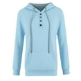 thumbnail image 3 of Oversized 1/4 Button Up Hoodies for Women Trendy Long Sleeve Sweatshirts Comfy Hooded Pullover Fall Casual Outfits Cute Tops (Light Blue,Medium), 3 of 5