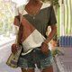 thumbnail image 1 of Fiudx Ofertas Flash Del Día Solo En Línea Blusa Superior con Estampado de Manga Corta y Cuello En V, Cómoda E Informal, a La Moda para Mujer, 1 of 4