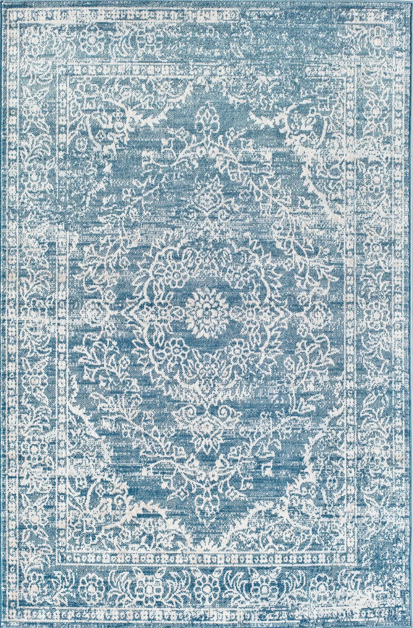 Freida FY70A Blue Frost Vintage Farmhouse Blue Area Rug, 8'x10'