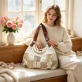 thumbnail image 3 of CSStudio Vintage Floral Lace Patchwork Shoulder Tote Soft Polyester Large Capacity Hobo Bag For Daily Travel Shopping, 3 of 8