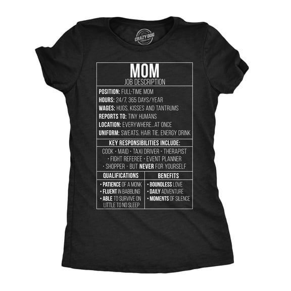 Womens Funny T Shirts Mom Job Description Sarcastic Mothers Day Tee For Ladies Womens Graphic Tees